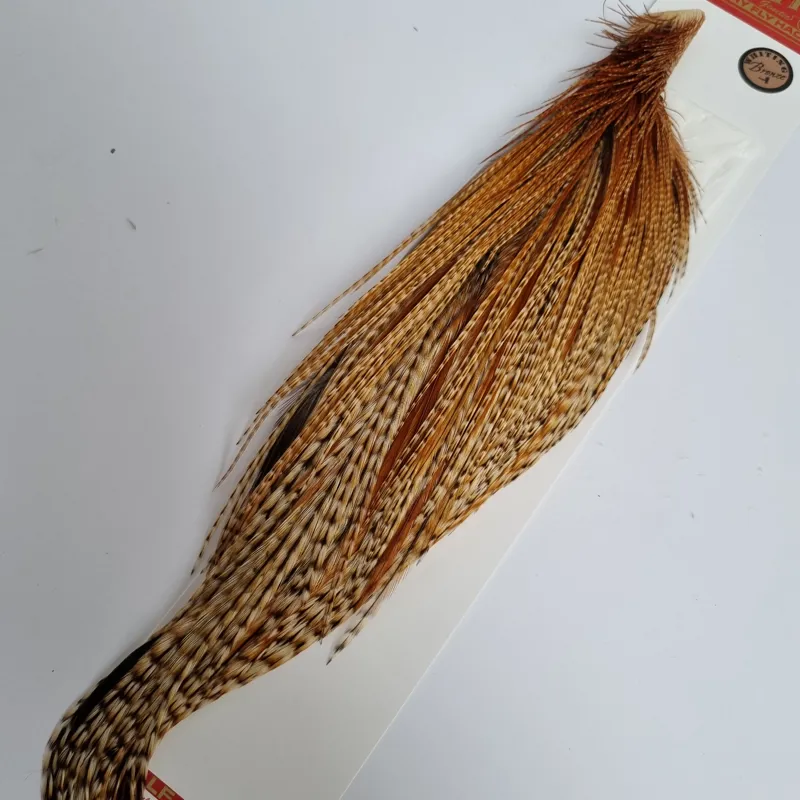 Whiting 1/2 Bronze Grade Dry Fly Rooster Cape in Barred Dark Ginger-1